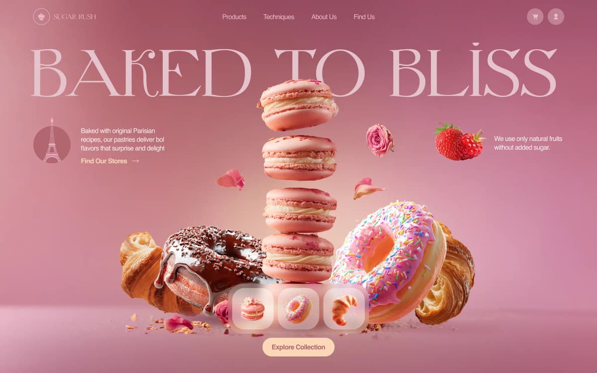 Illustration d'un site web de boulangerie