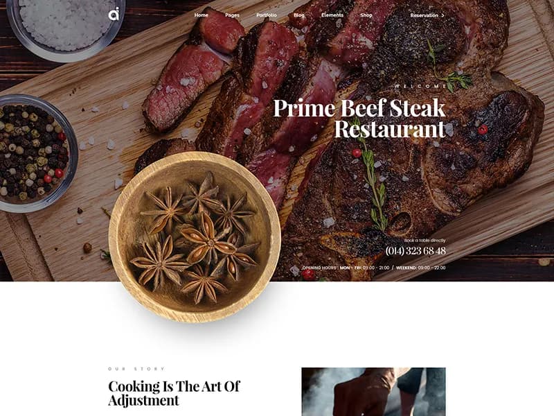 Illustration d'un site web de restaurant
